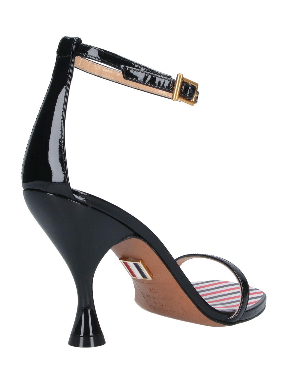 Black 4 Bar Open-Toe Leather Pumps