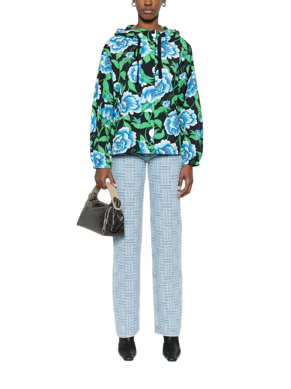 Light Blue Geometric Pattern Trousers