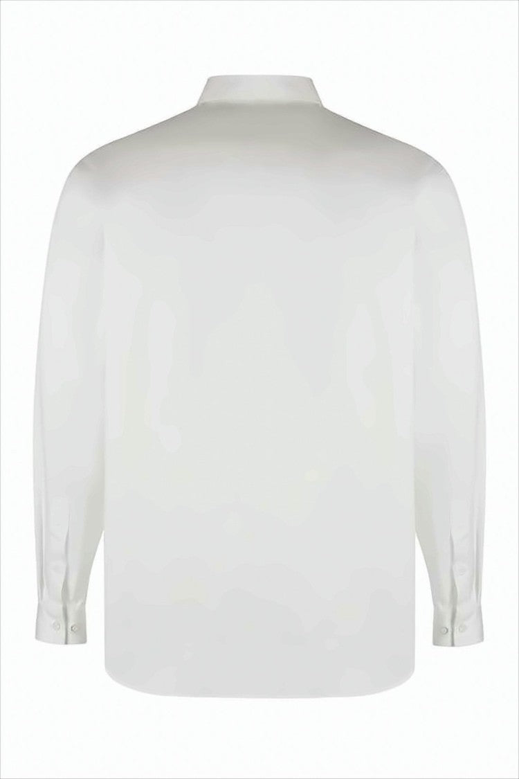 Long-Sleeve Cotton Shirt with Pointed Collar