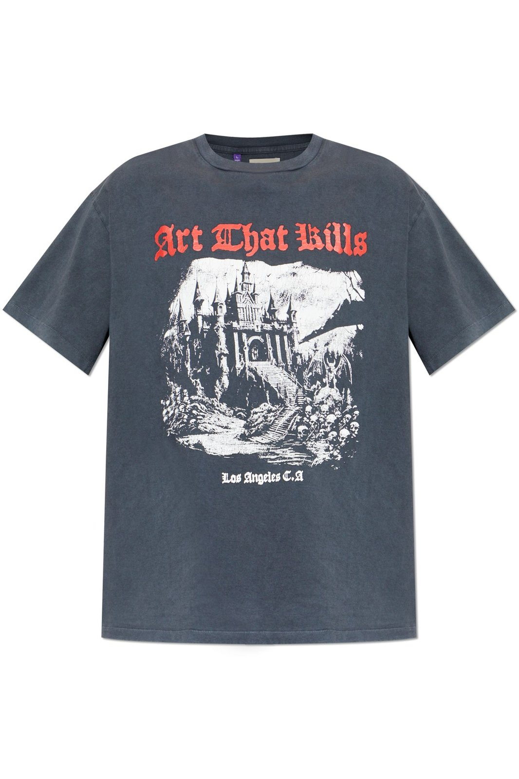 Faded Black Graphic Print T-Shirt