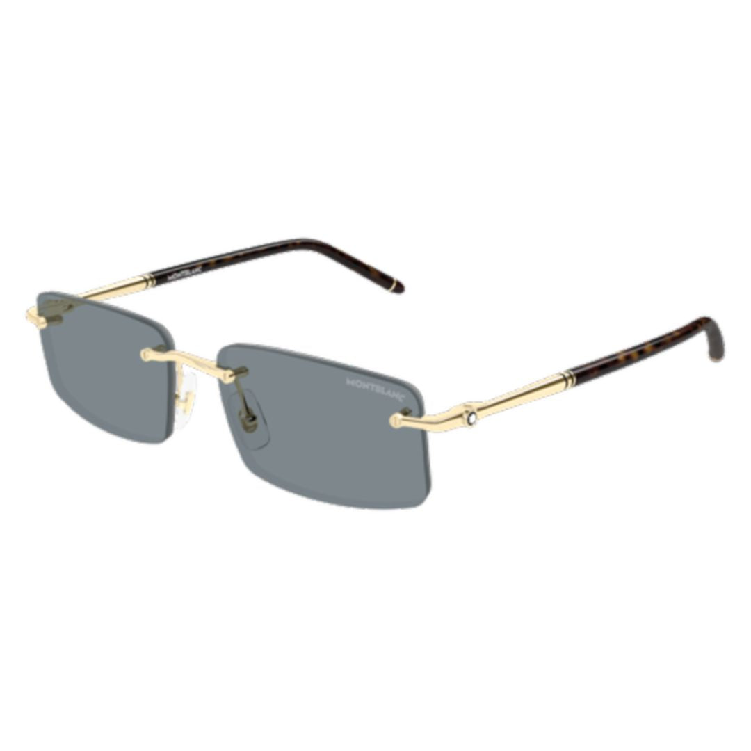 Rimless Rectangular Sunglasses with Polished Gold Temples