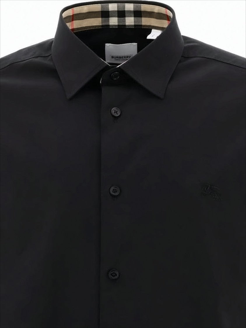 Black Short-Sleeved Shirt With Classic Collar