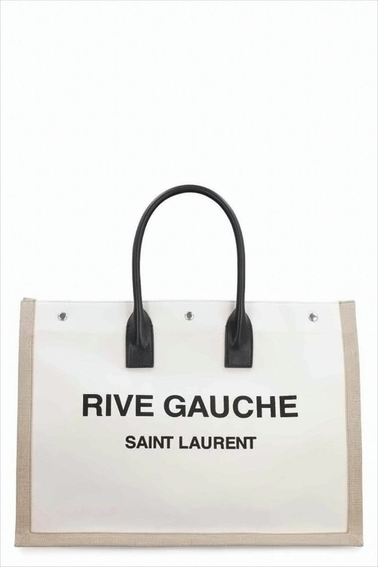 Spacious Rectangle Tote Bag with Leather Handles