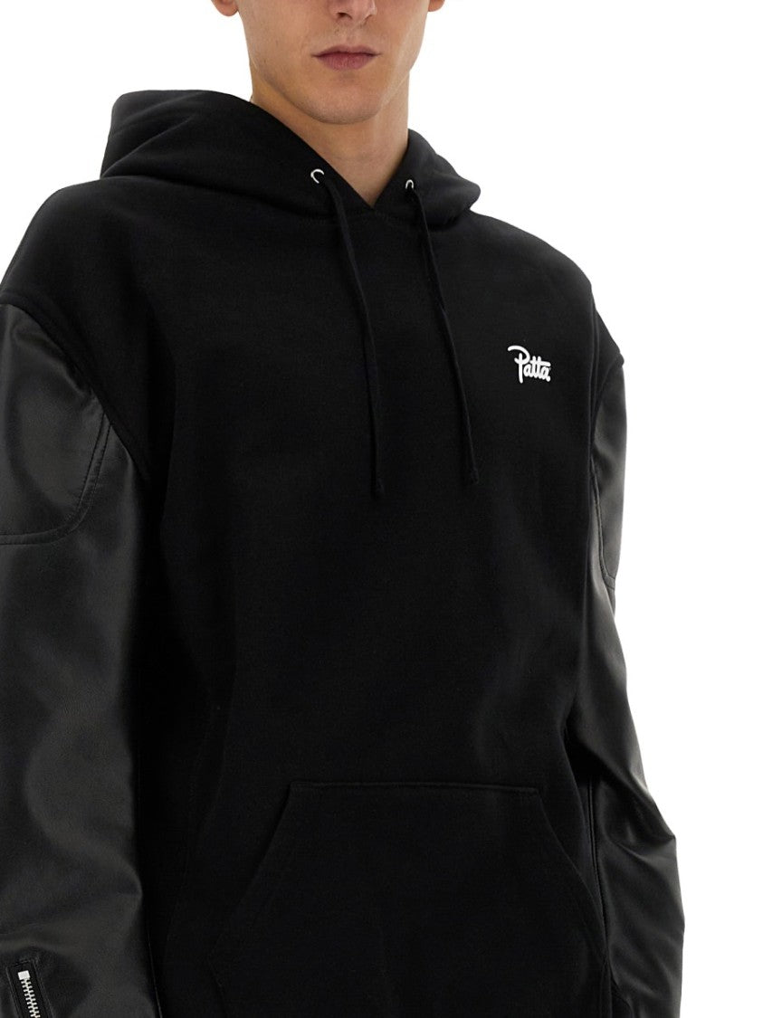 Hooded Black Flap Sweatshirt