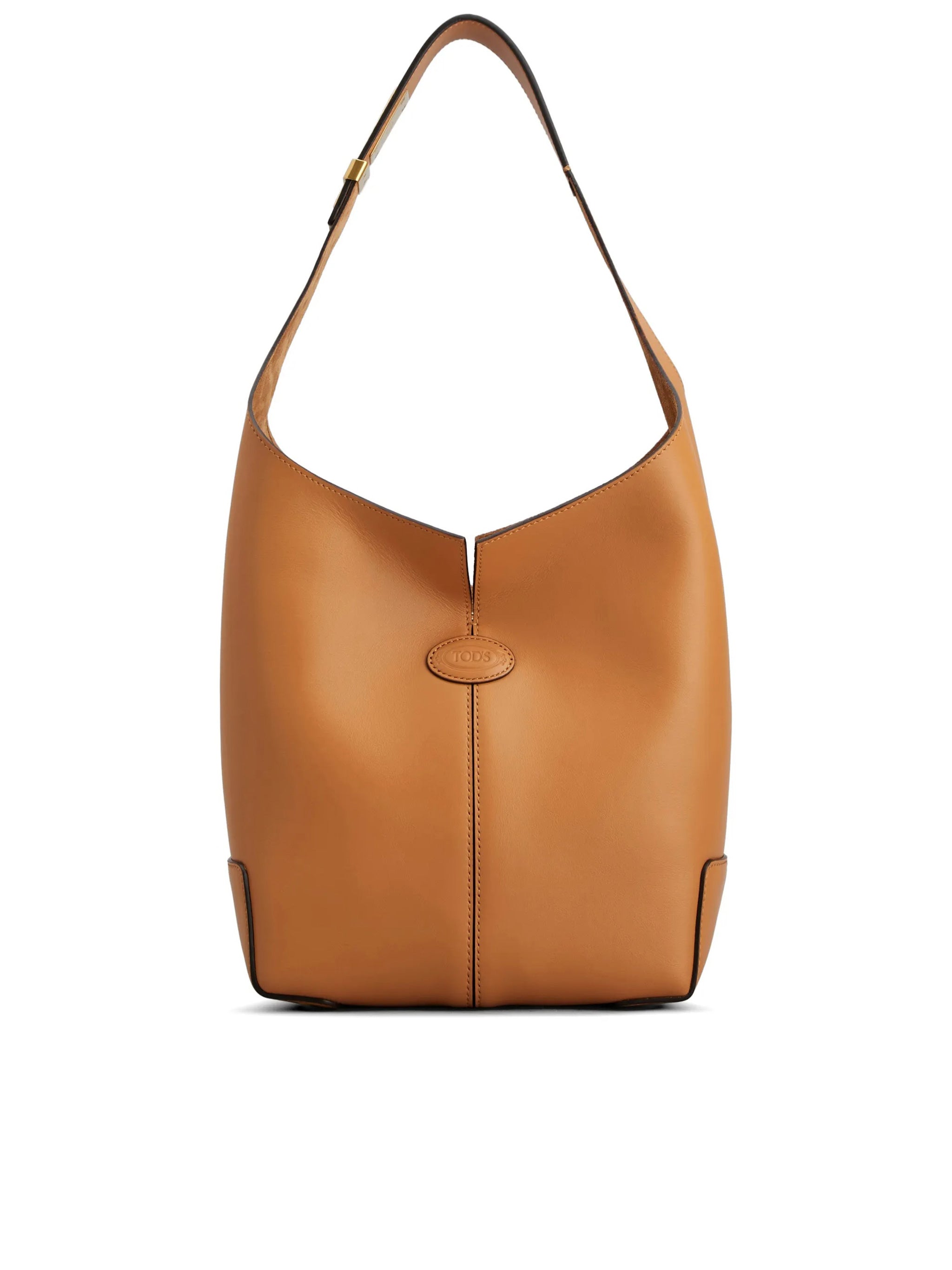 Tan Structured Leather Shoulder Bag
