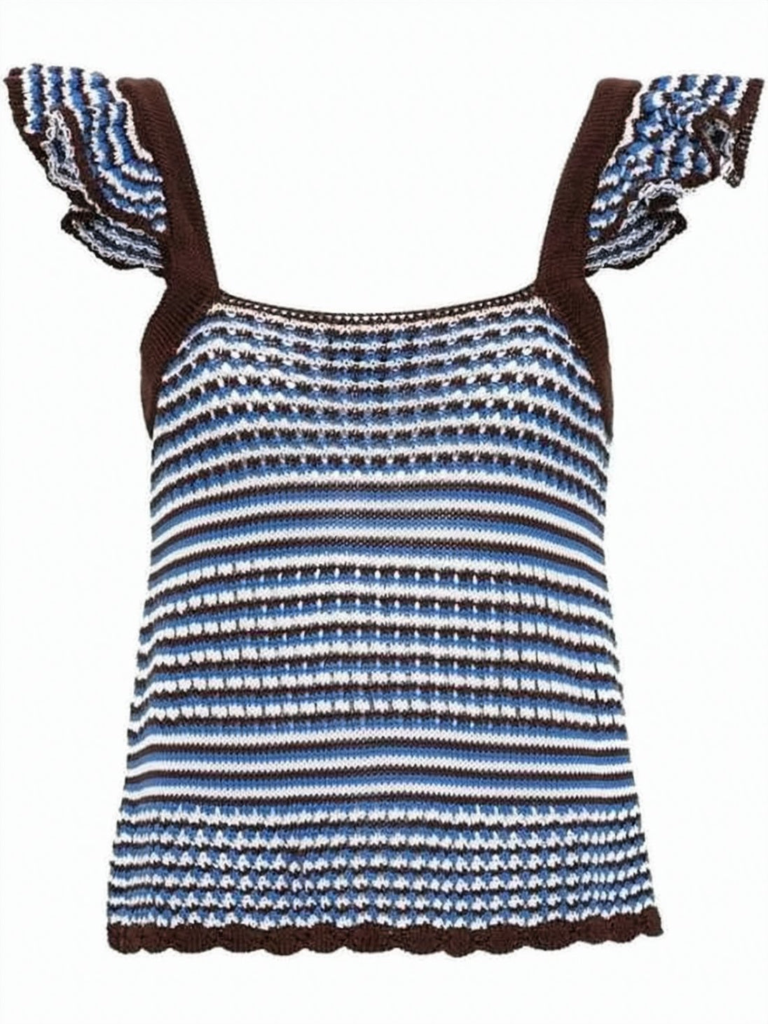 Knitted Sleeveless Top with Ruffled Straps