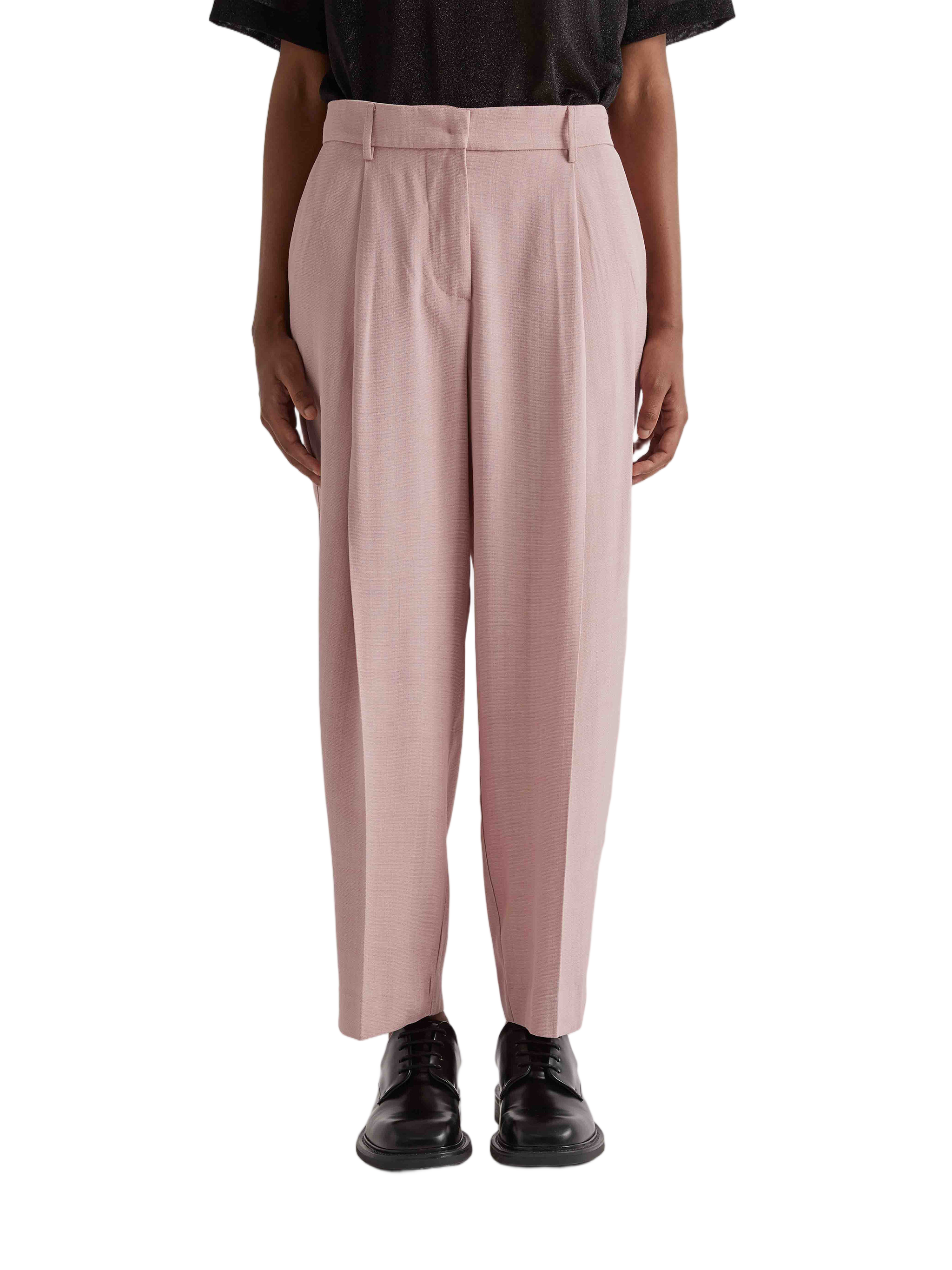 Pink Pantalone High-Waisted Viscose Trousers
