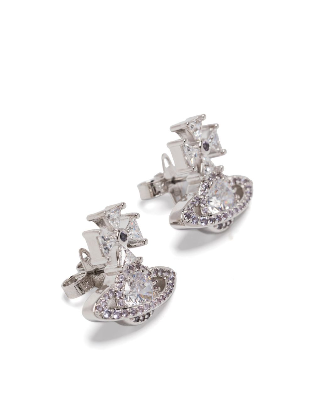 Platinum Orb Motif Earrings