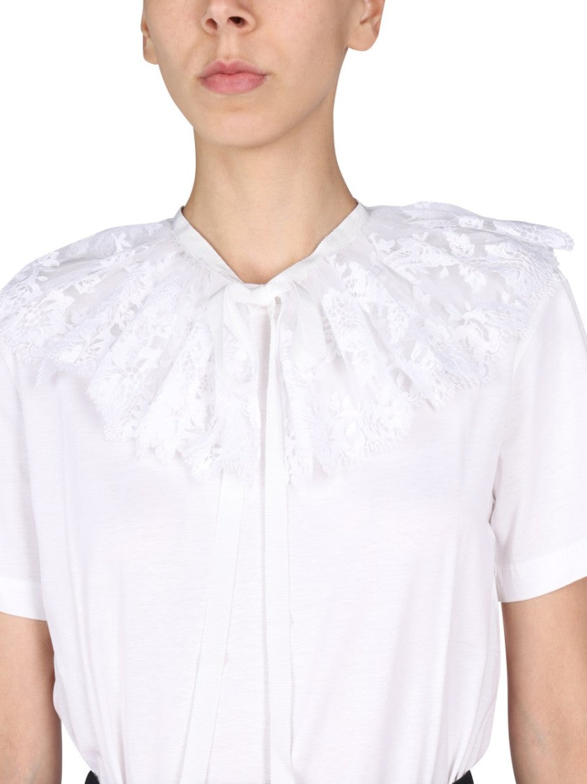 Intricate Lace Embroidery Collar T-Shirt