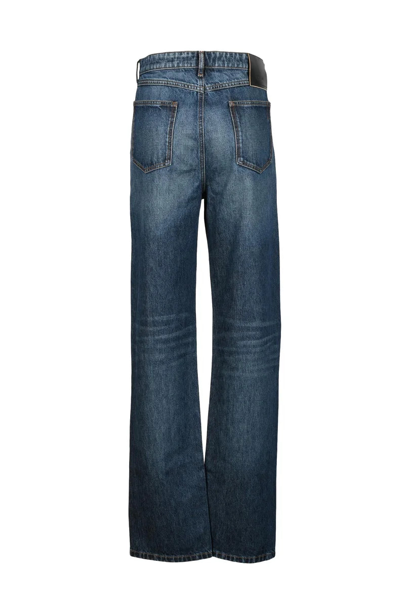 Mid-Rise Flared Blue Jeans