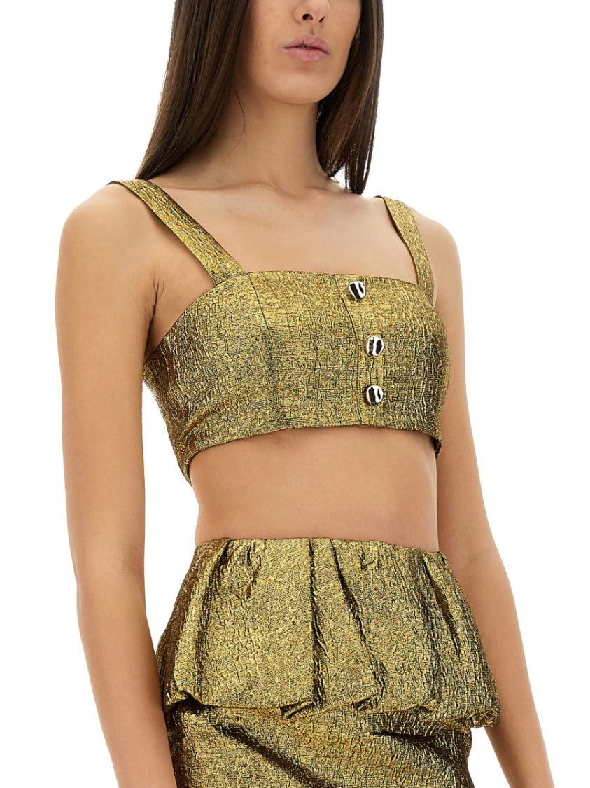 Metallic Jacquard Crop Top