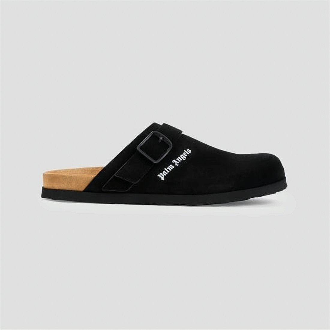 Matte-Finish Suede Slip-On Mules with Adjustable Strap