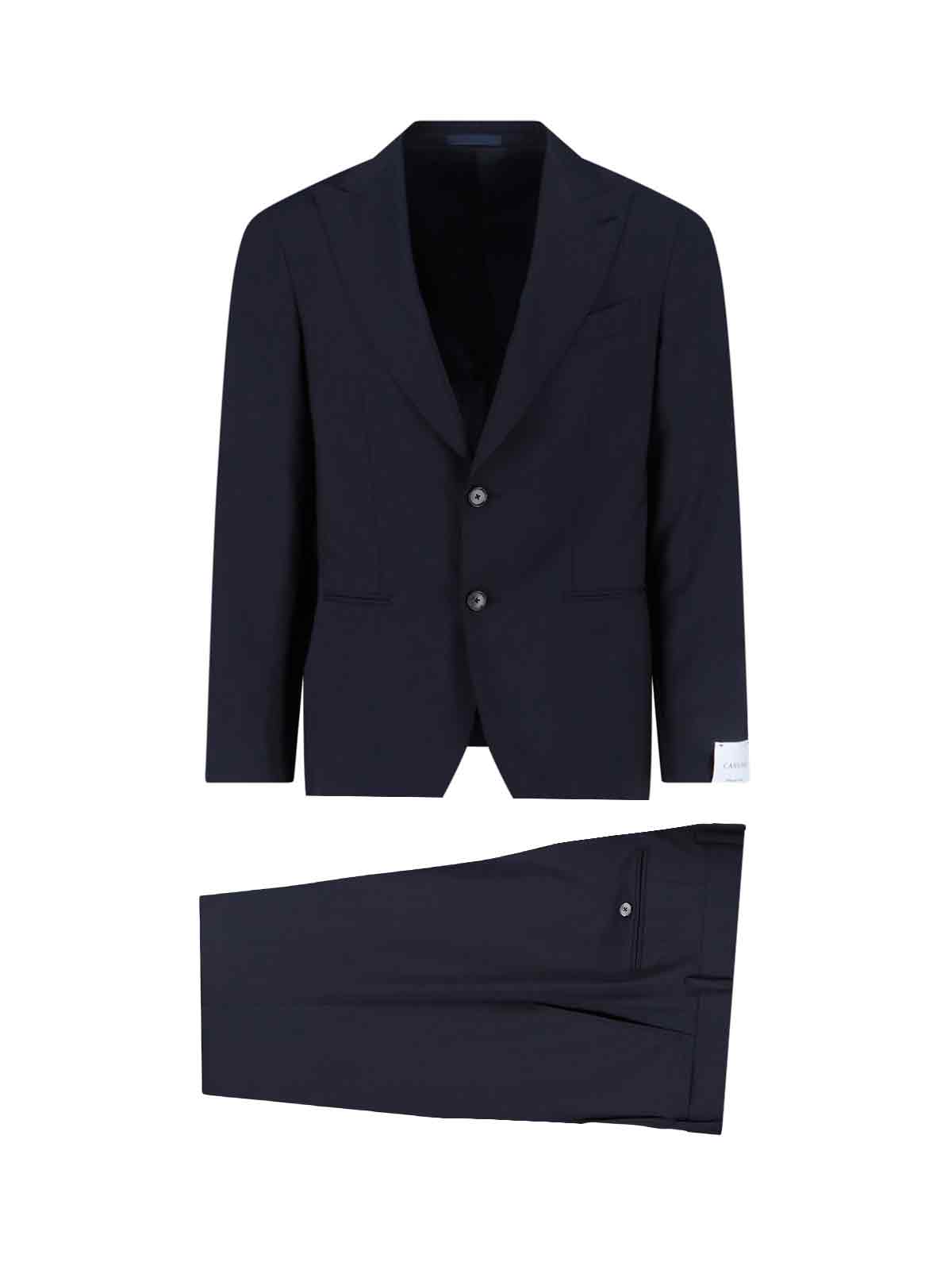 Single-Breasted Blue Wool Suit, Dark Shade