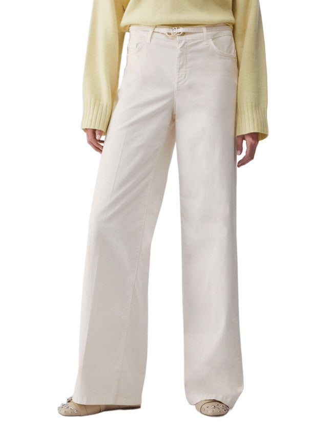 High-Waisted Stretch Cotton Satin Pants