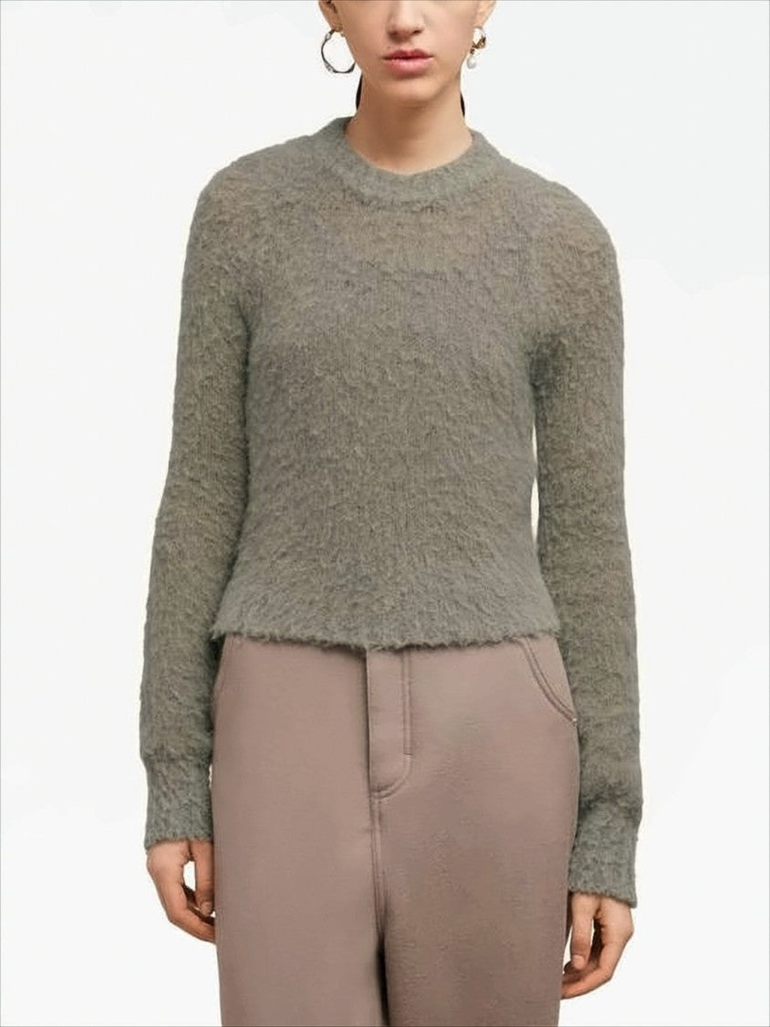 Cropped Sweater with Fuzzy Texture