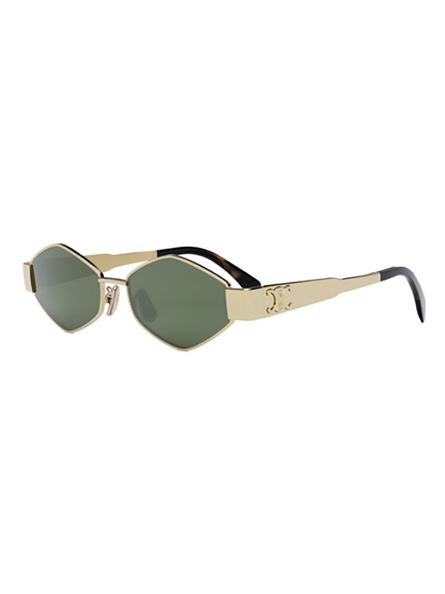 Hexagonal Metallic Sunglasses With Bold Accents
