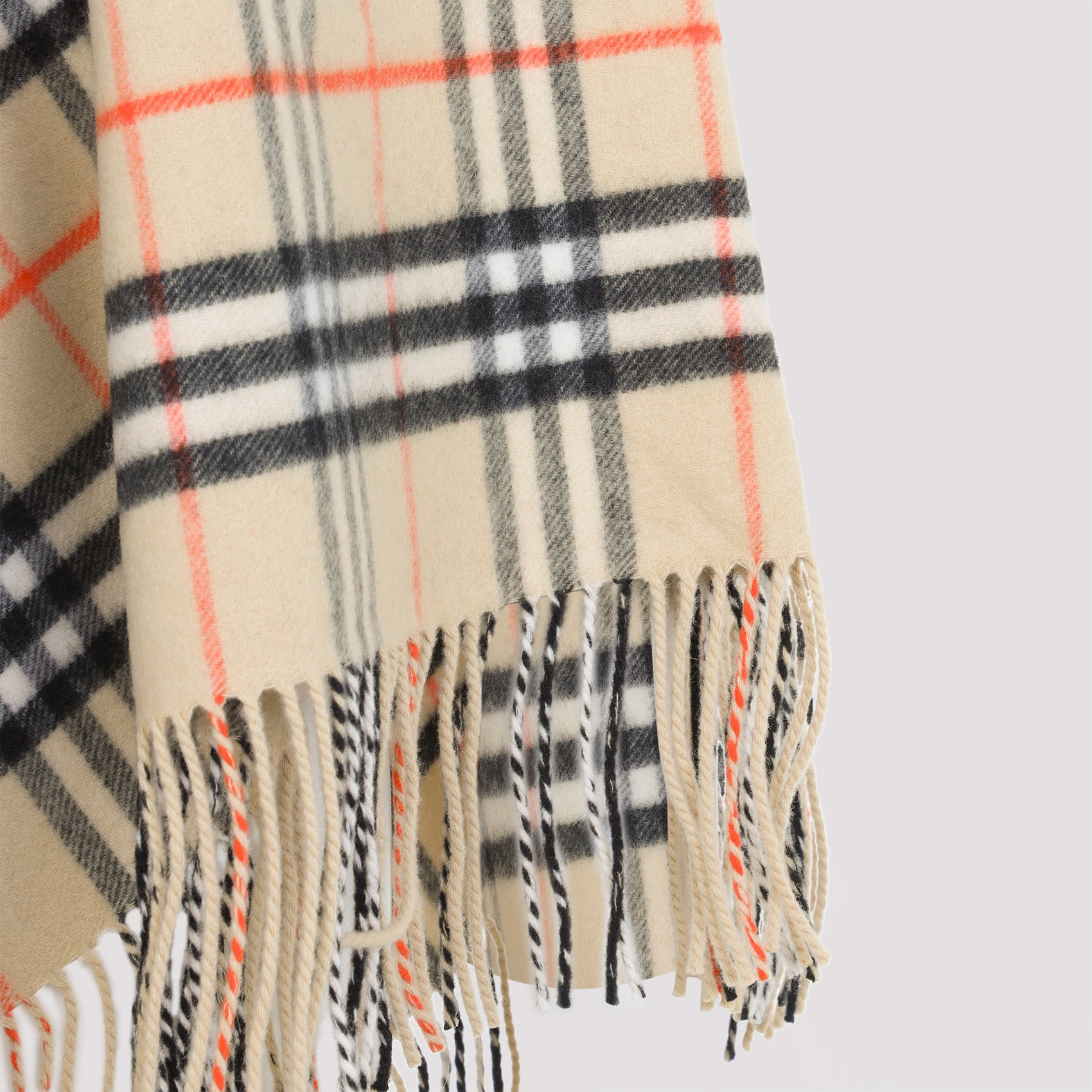 Classic Check Pattern Wool-Cashmere Blend Scarf