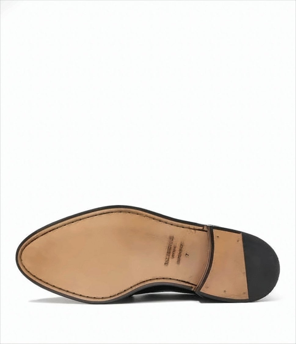 Slip-On Loafers with Textured Leather Vamp and Tricolor Tab
