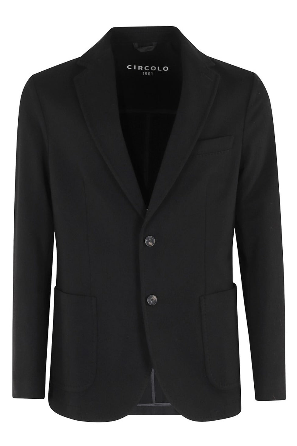 Tailored Black Sweatshirt Jacket With Notch Lapel