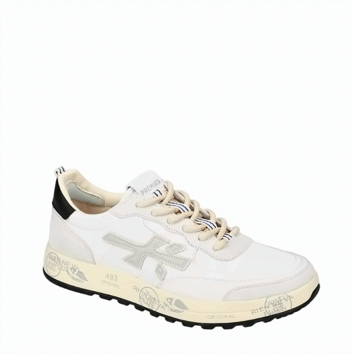White Beige Vintage Effect Sneakers