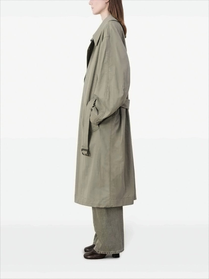 Relaxed Oversized Trench Coat With Belted Waist And Subtle Texture