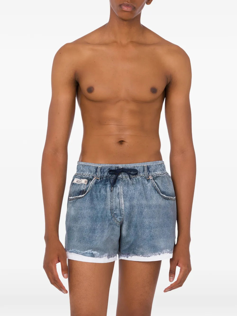 Faded Blue Casual Shorts With Distressed Hem