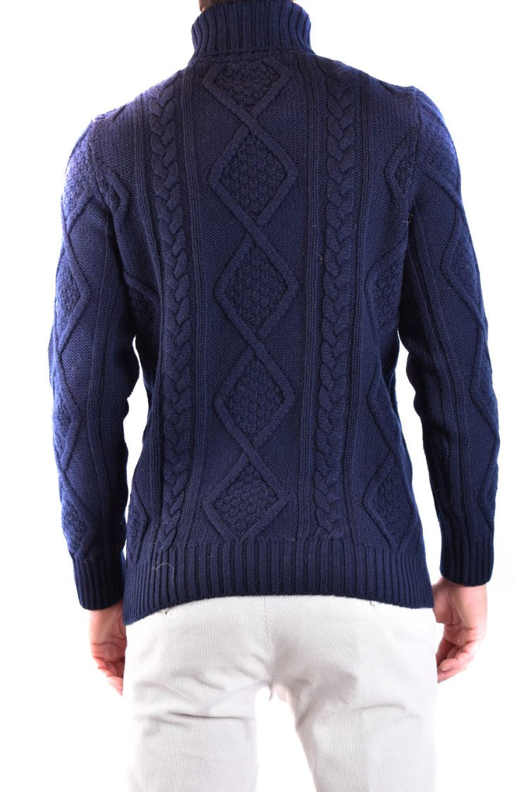 Textured Cable Knit Sweater With High Turtleneck