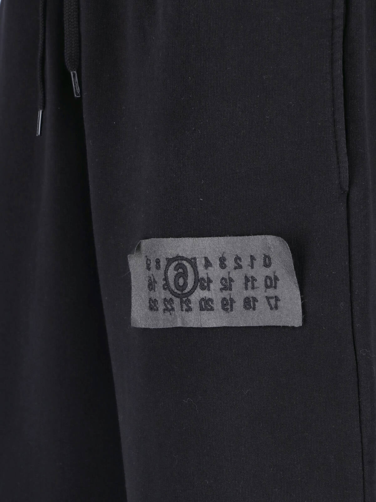 Black Wide-Leg Drawstring Patch Trousers