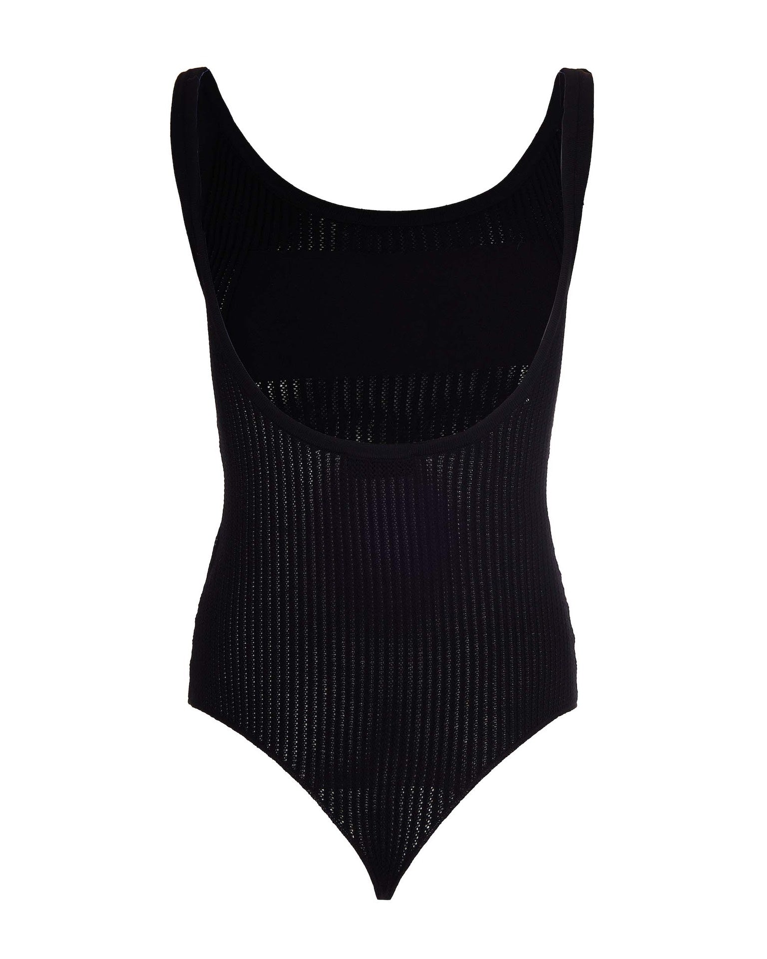 Ribbed Knit Bodysuit with Contrasting Logo Print