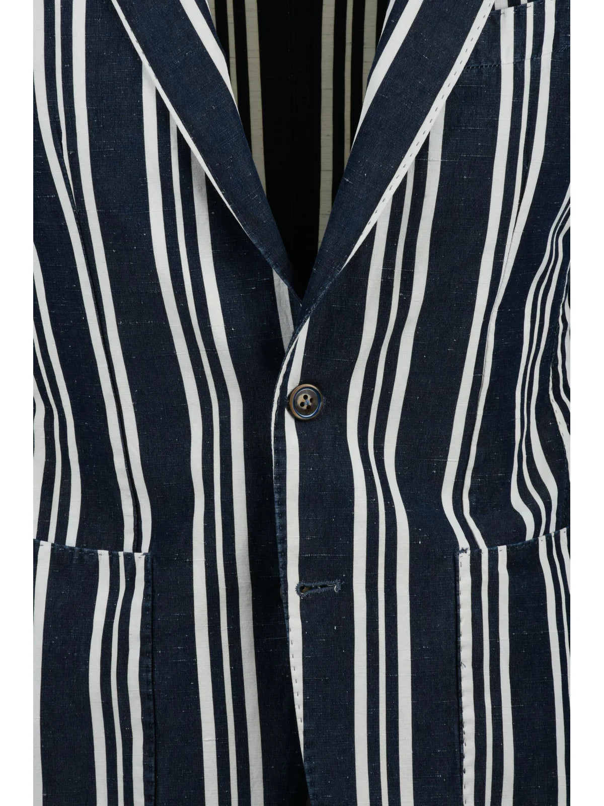 Blue Cotton Linen Silk Blazer Jacket