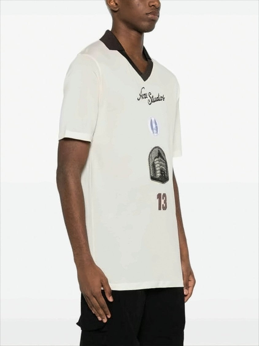 Short-Sleeve Polo Shirt With Graphic Prints And Contrasting Trim