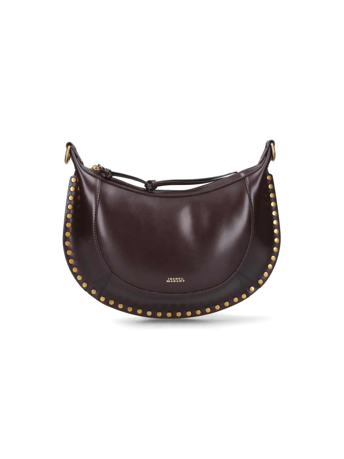 Crescent-Shaped Shoulder Bag in Dark Brown Leather
