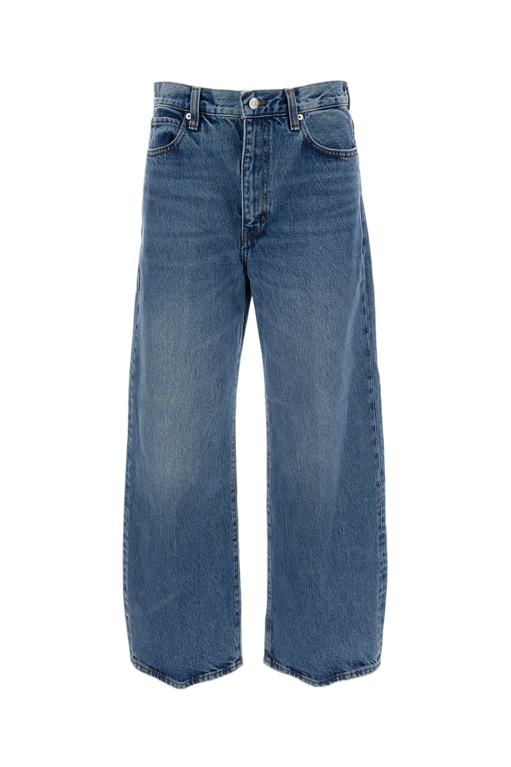 High-Rise Barrel Leg Jeans with Cropped Ankle Length