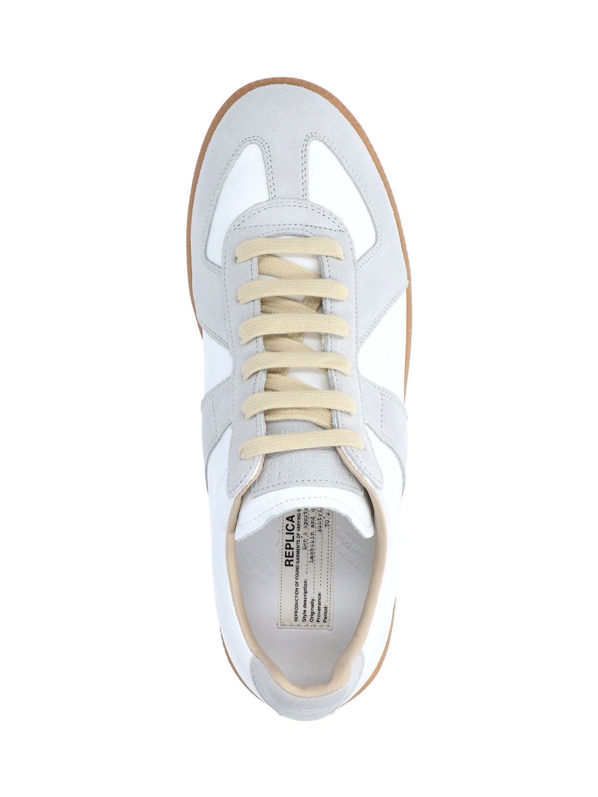 White Leather Sneakers with Gray Suede Detailing