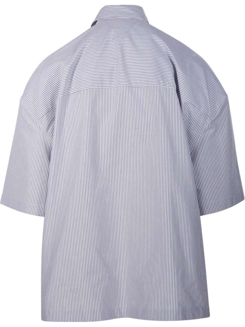 Striped Overshirt With "Bv" Embroidery
