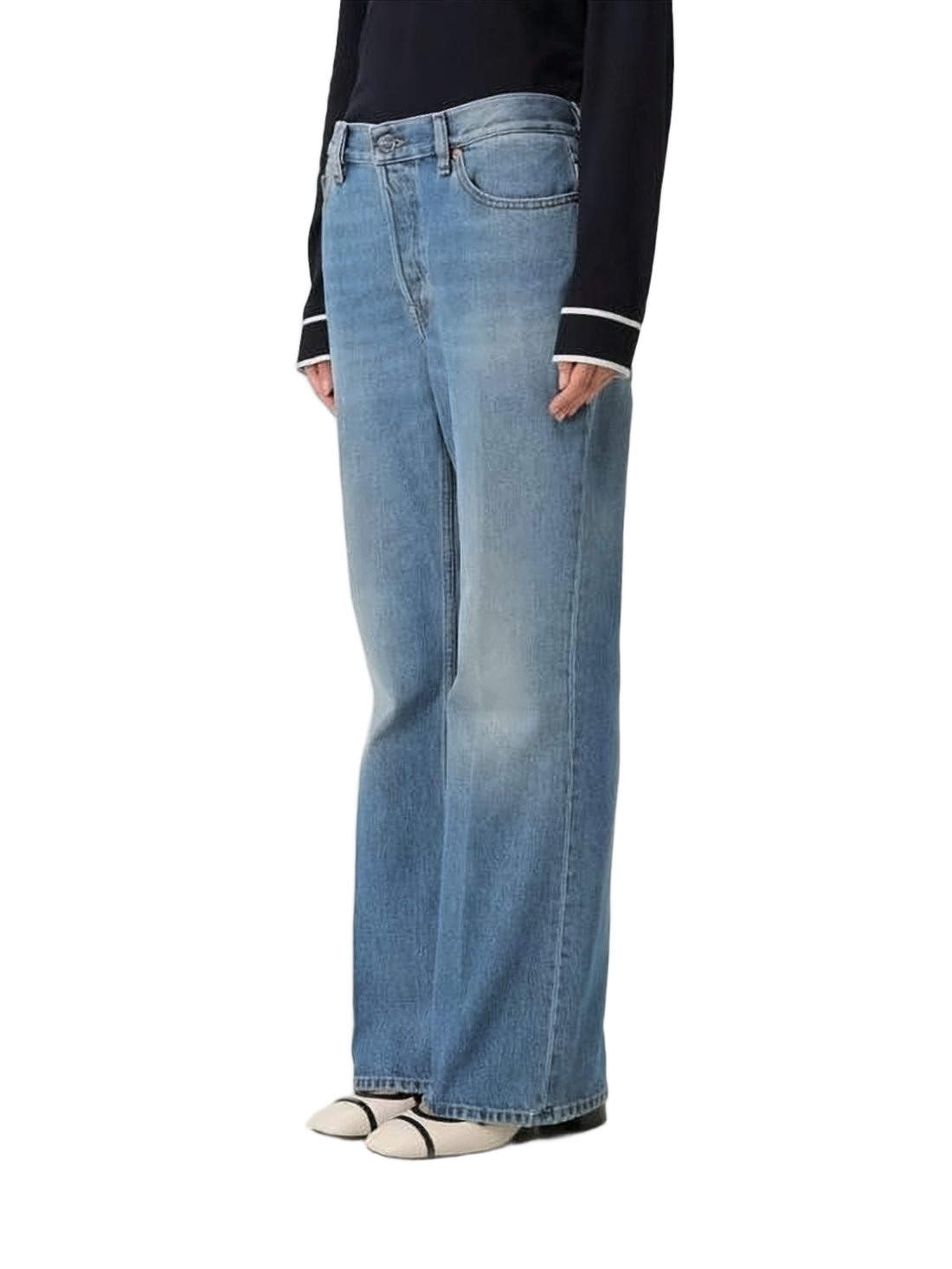 Straight-Leg Denim Pants with Mid-Rise Waist