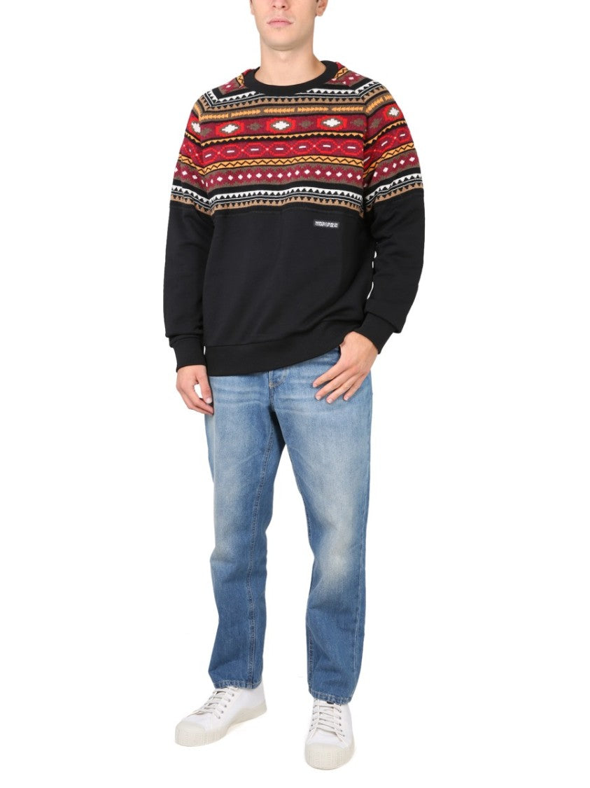 Crew Neck Sweatshirt With Geometric Pattern