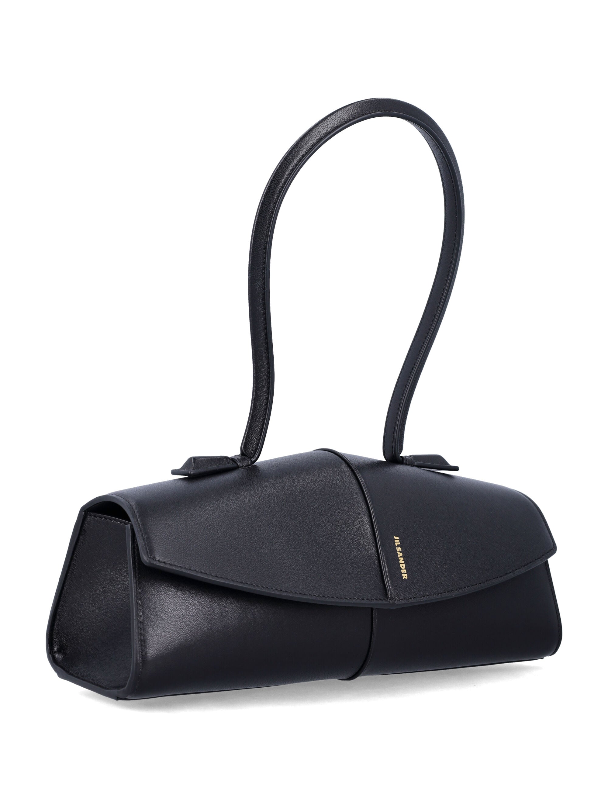 Linea Shoulder Black Leather Bag