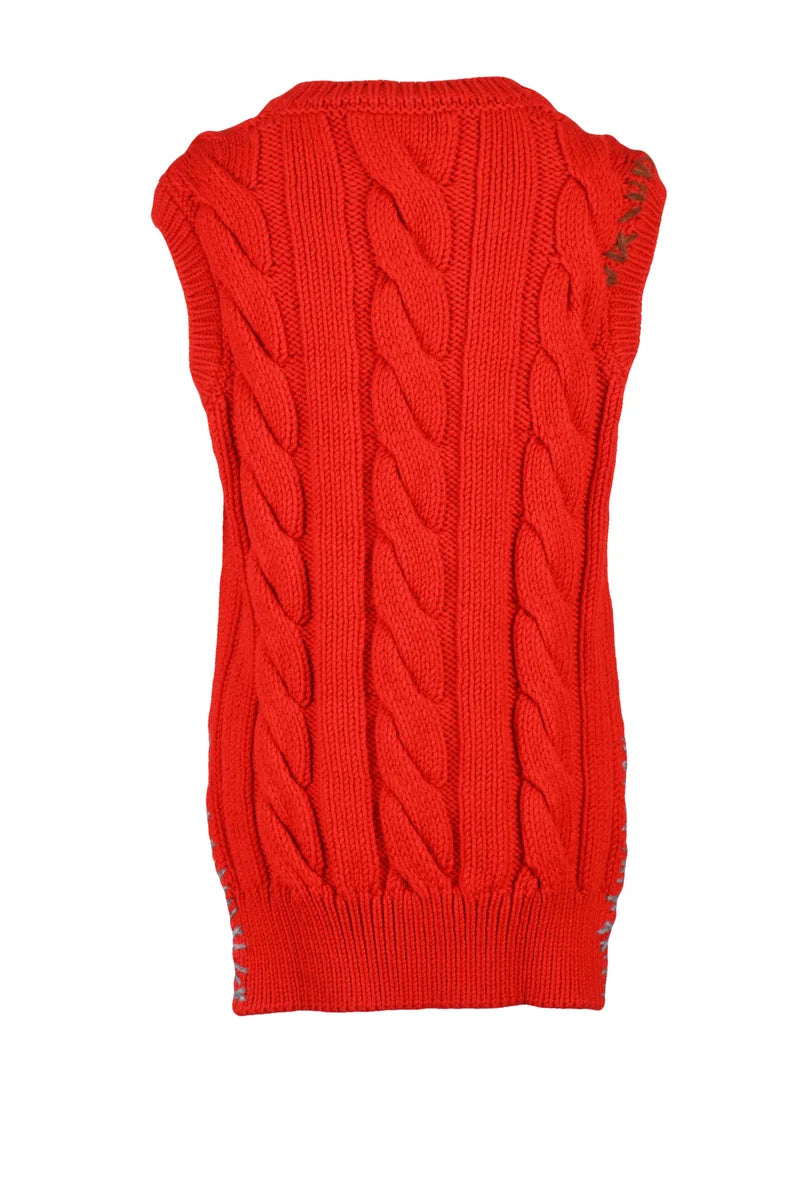 Knitted Vest - Red