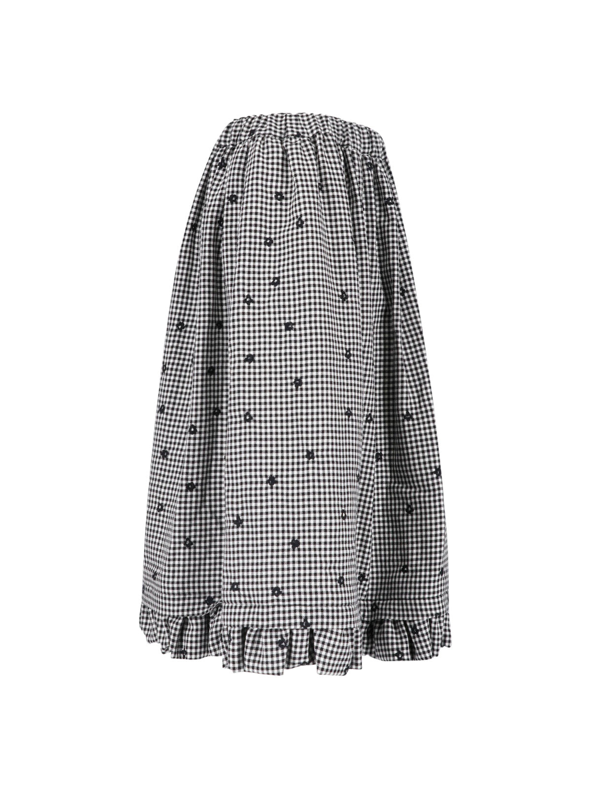 Black/White Gingham Floral Mini Skirt