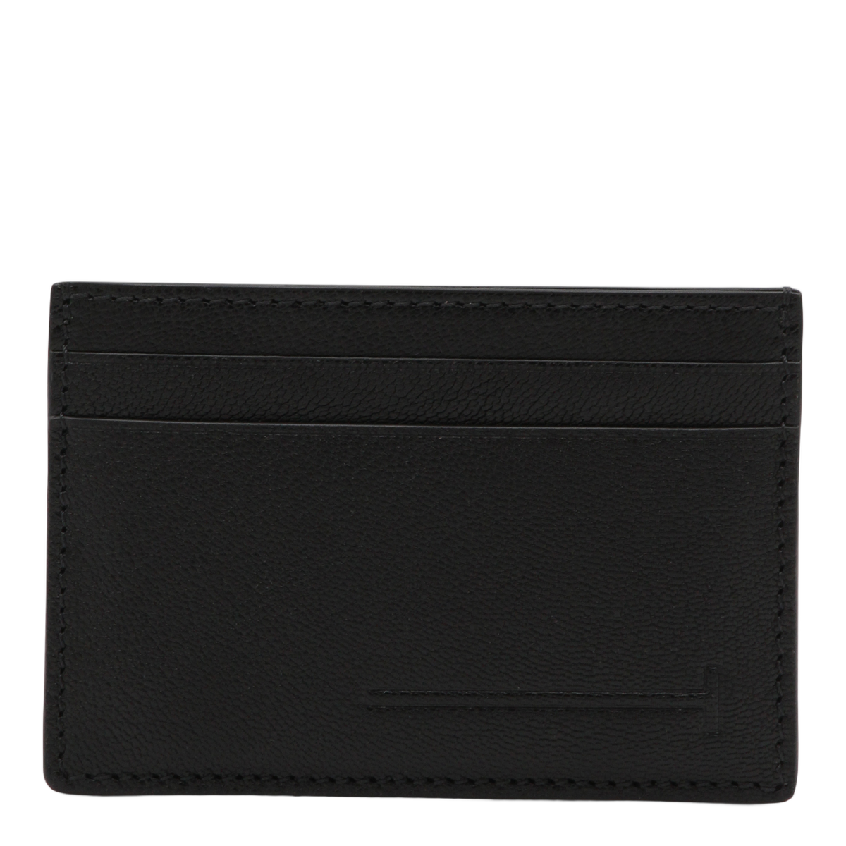 Compact Cardholder Wallet in Smooth Black Leather