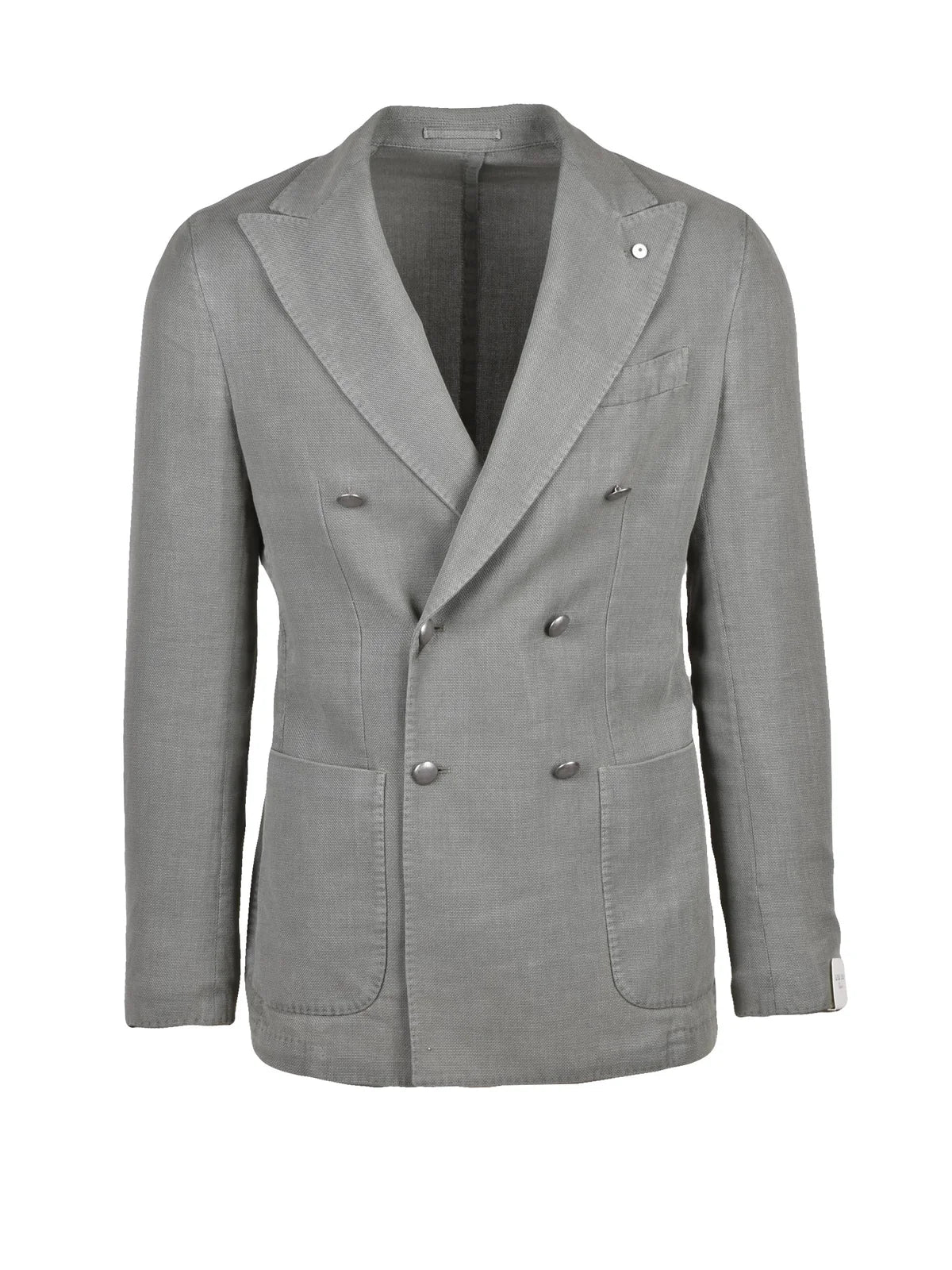 Sage Green Cotton Ramie Double-Breasted Jacket