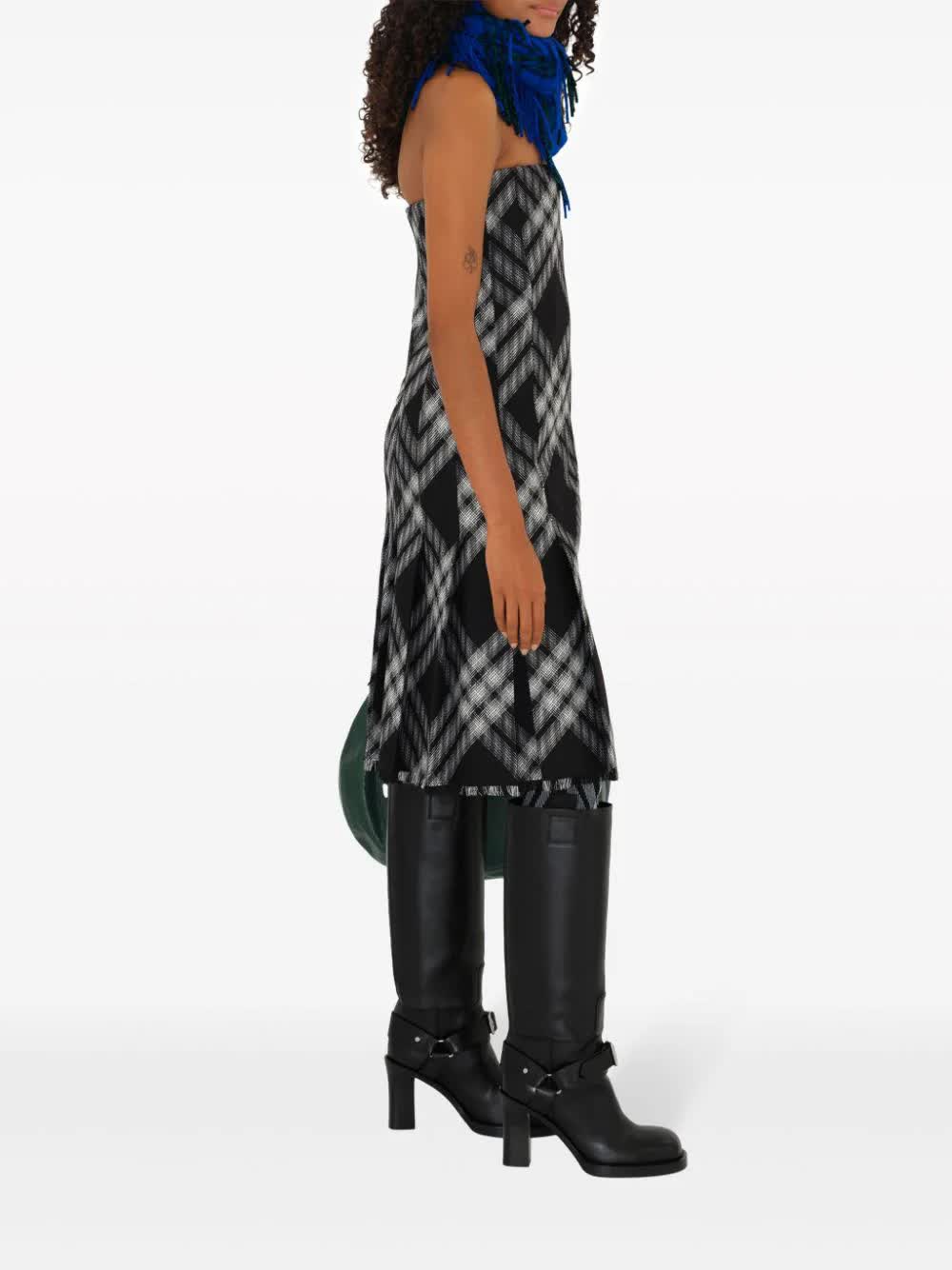 Check Woven Wool Kilt Dress