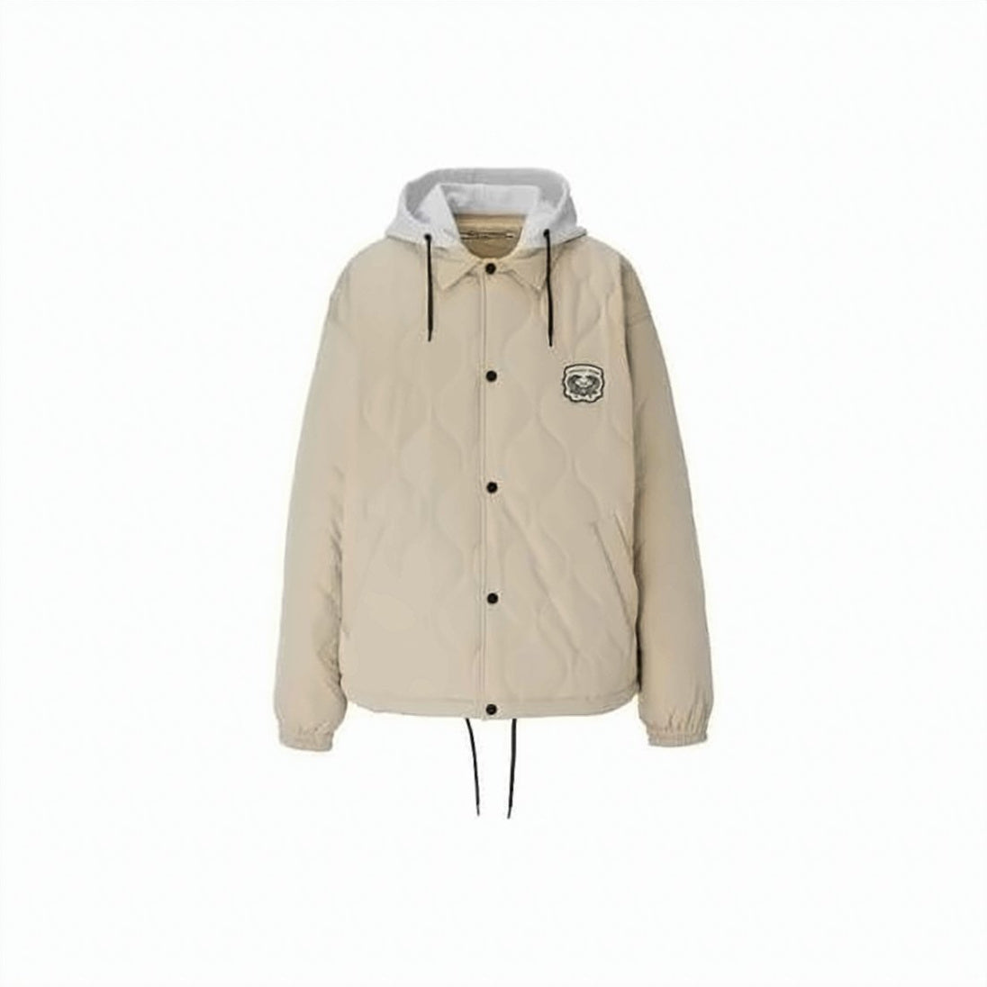 Quilted Beige Jacket with Light Grey Hood