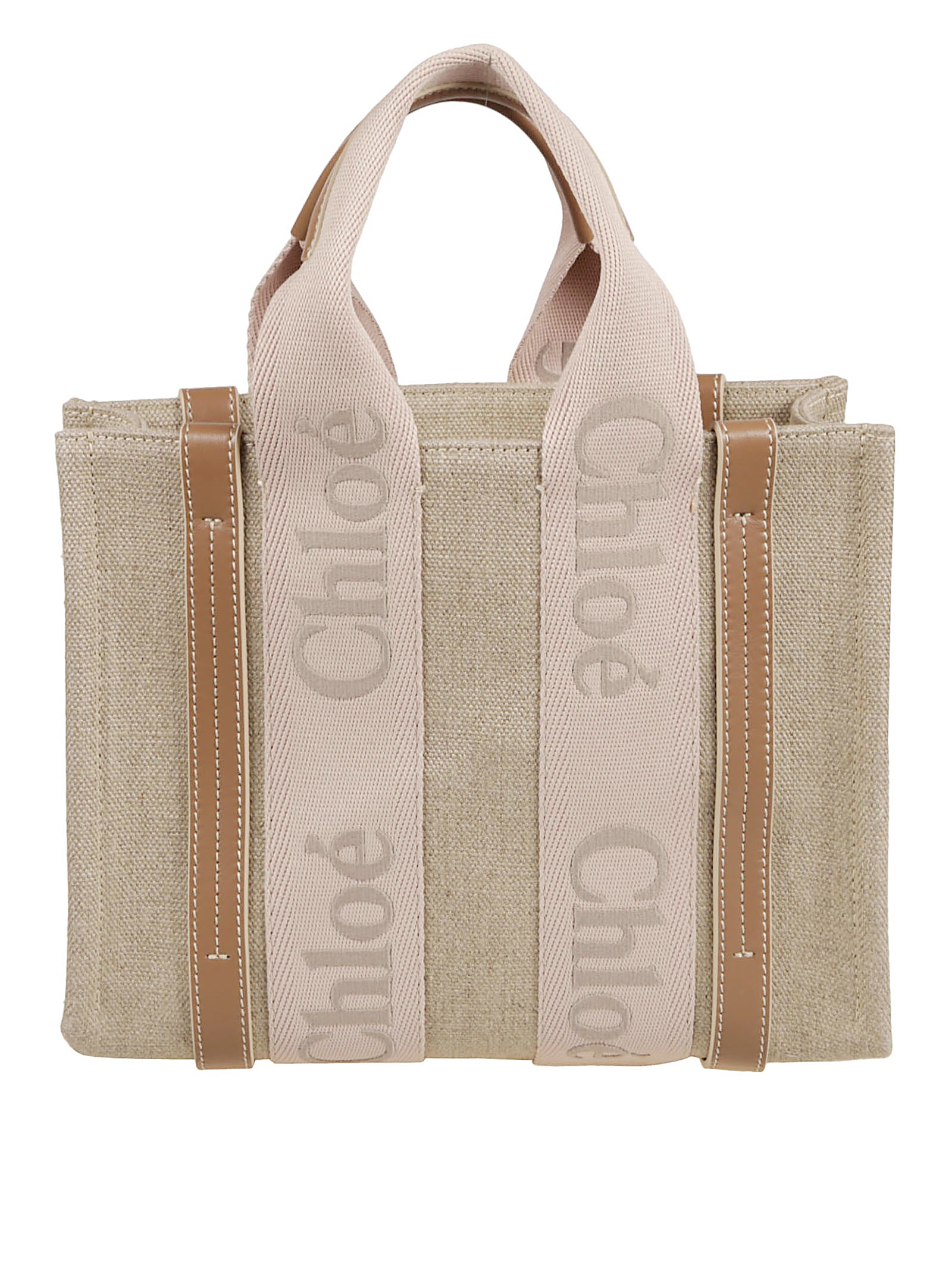 Small Woody Tote Bag With Calfskin Strips