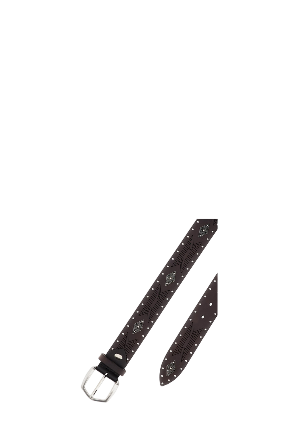 Textured Leather Belt with Diamond-Shaped Studs