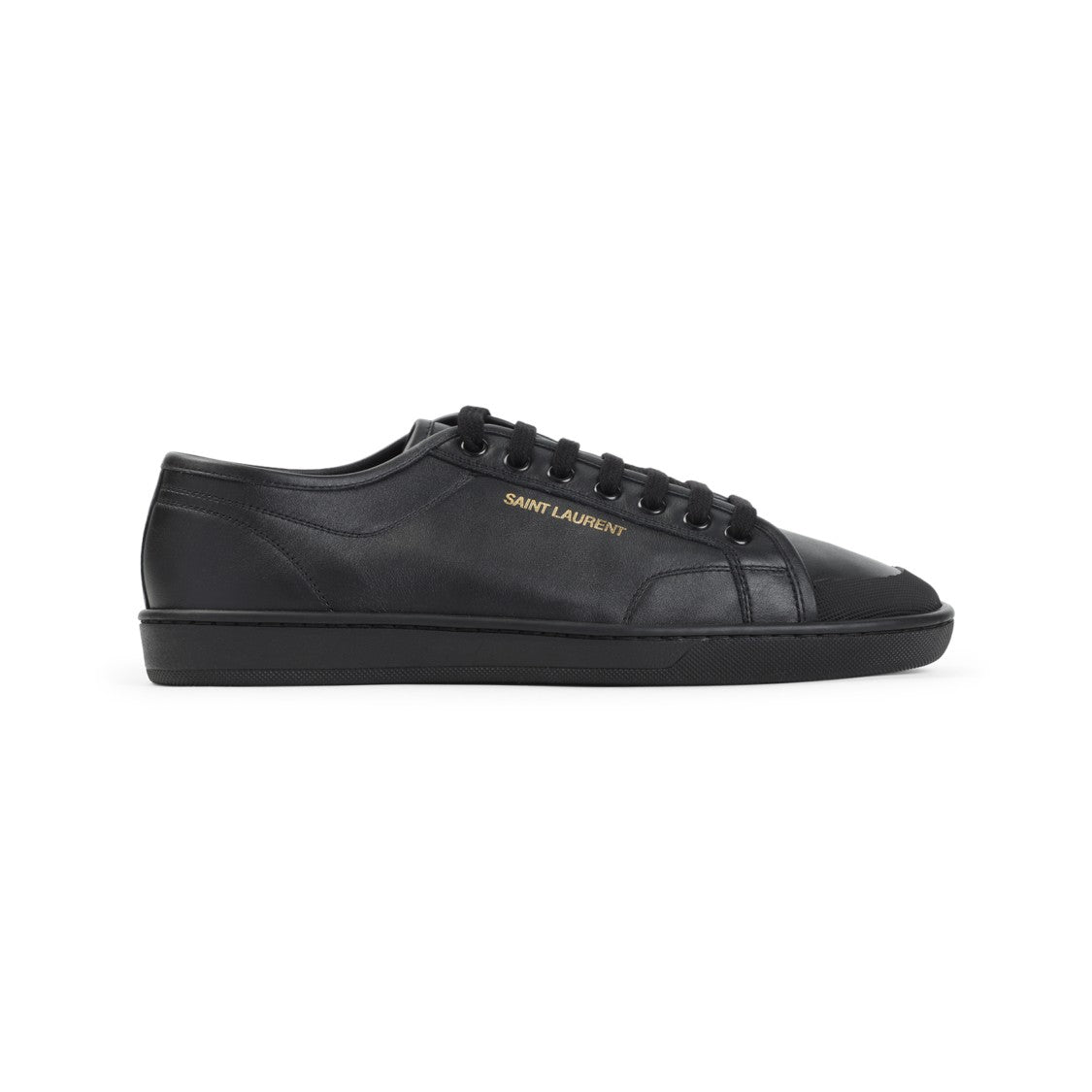 Black Leather Sneakers With Minimalist Design