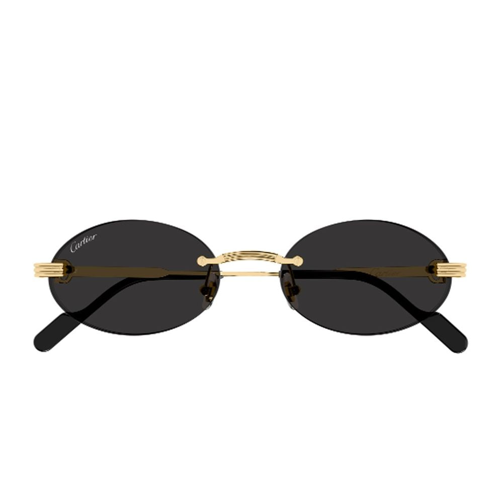 Rimless Gold-Tone Metal Oval Sunglasses With Godron Detail