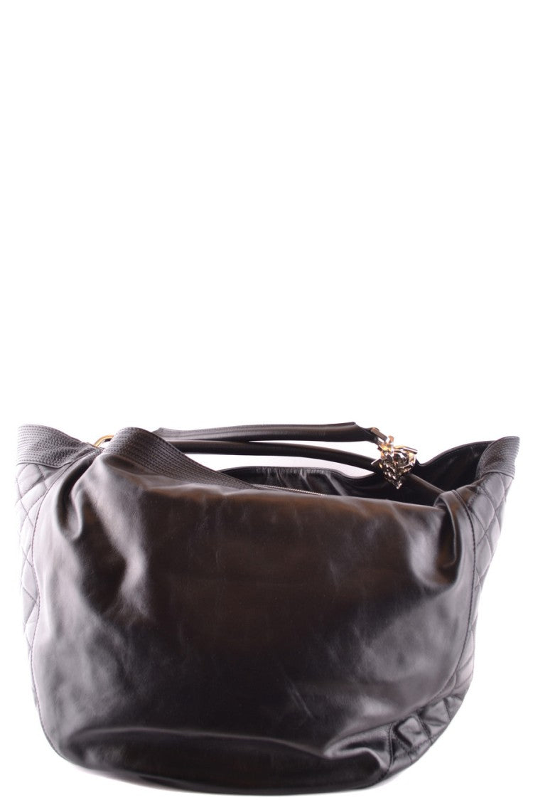 Quilted Black Leather Shoulder Bag