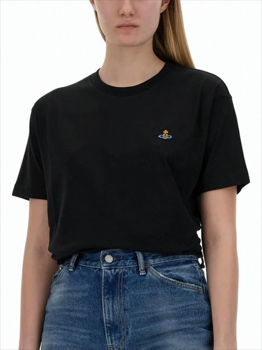 Short-Sleeve T-Shirt with Colorful Embroidered Logo